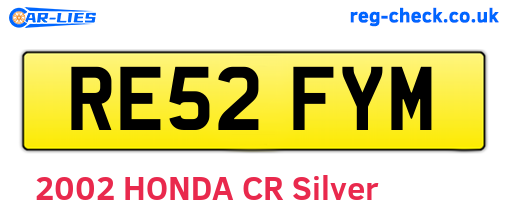 RE52FYM are the vehicle registration plates.