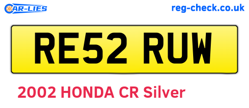 RE52RUW are the vehicle registration plates.