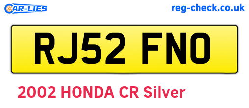 RJ52FNO are the vehicle registration plates.