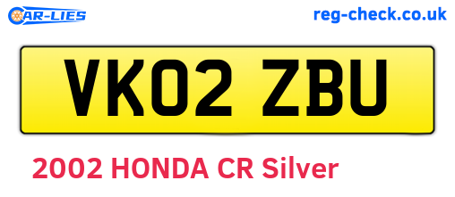 VK02ZBU are the vehicle registration plates.