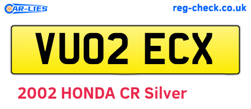 VU02ECX are the vehicle registration plates.