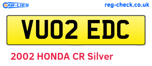 VU02EDC are the vehicle registration plates.