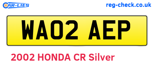 WA02AEP are the vehicle registration plates.