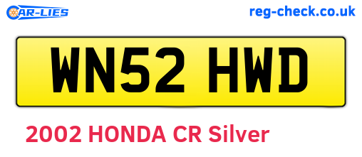 WN52HWD are the vehicle registration plates.
