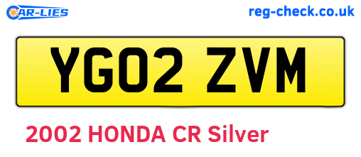 YG02ZVM are the vehicle registration plates.