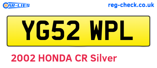YG52WPL are the vehicle registration plates.