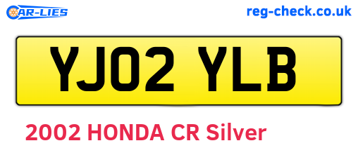 YJ02YLB are the vehicle registration plates.
