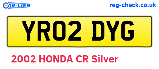 YR02DYG are the vehicle registration plates.