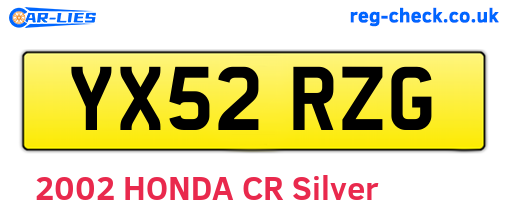 YX52RZG are the vehicle registration plates.