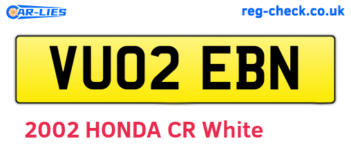 VU02EBN are the vehicle registration plates.