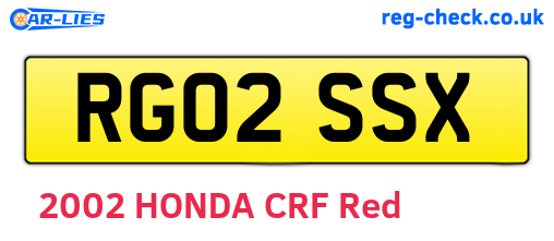 RG02SSX are the vehicle registration plates.