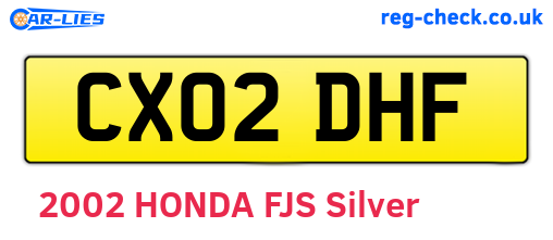 CX02DHF are the vehicle registration plates.