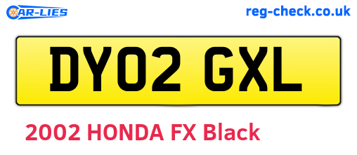 DY02GXL are the vehicle registration plates.
