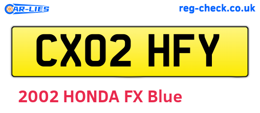 CX02HFY are the vehicle registration plates.