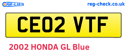 CE02VTF are the vehicle registration plates.