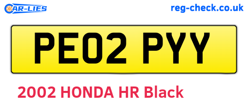 PE02PYY are the vehicle registration plates.