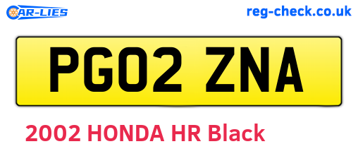 PG02ZNA are the vehicle registration plates.