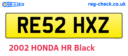 RE52HXZ are the vehicle registration plates.