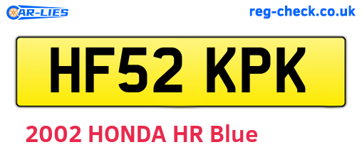 HF52KPK are the vehicle registration plates.