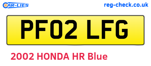 PF02LFG are the vehicle registration plates.