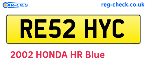 RE52HYC are the vehicle registration plates.