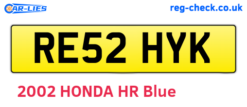 RE52HYK are the vehicle registration plates.