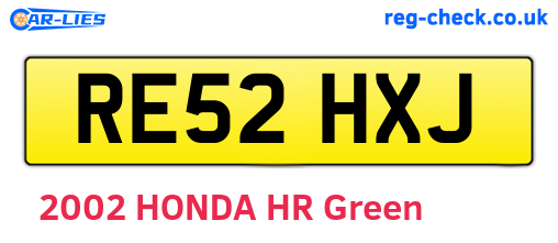 RE52HXJ are the vehicle registration plates.