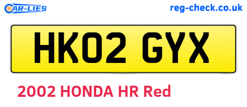 HK02GYX are the vehicle registration plates.
