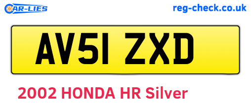 AV51ZXD are the vehicle registration plates.