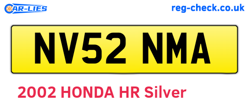 NV52NMA are the vehicle registration plates.