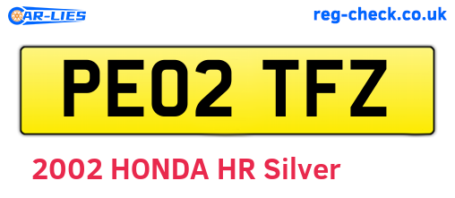PE02TFZ are the vehicle registration plates.