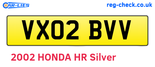 VX02BVV are the vehicle registration plates.