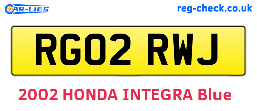 RG02RWJ are the vehicle registration plates.