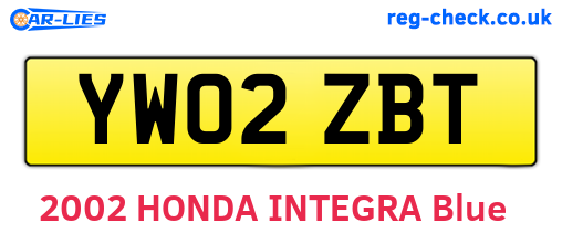 YW02ZBT are the vehicle registration plates.