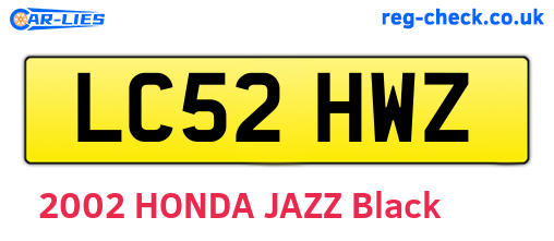LC52HWZ are the vehicle registration plates.