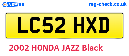 LC52HXD are the vehicle registration plates.