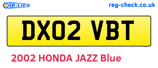 DX02VBT are the vehicle registration plates.