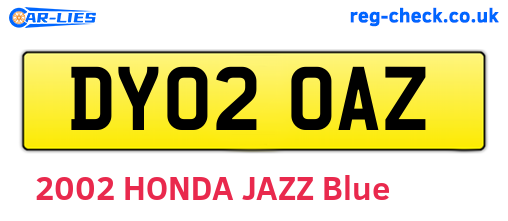 DY02OAZ are the vehicle registration plates.