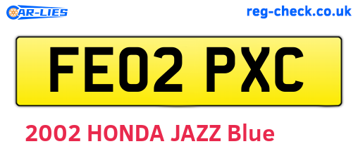 FE02PXC are the vehicle registration plates.
