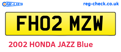 FH02MZW are the vehicle registration plates.