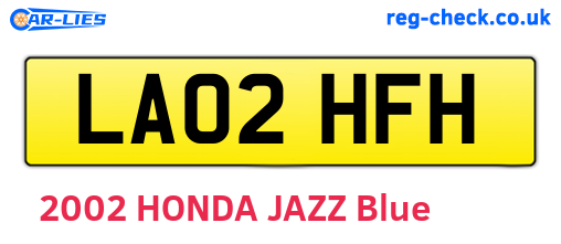 LA02HFH are the vehicle registration plates.