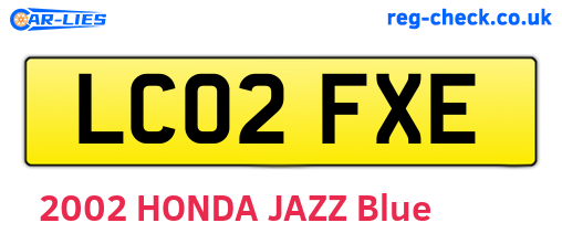LC02FXE are the vehicle registration plates.