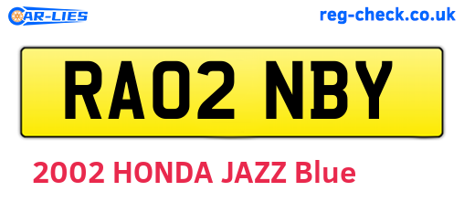RA02NBY are the vehicle registration plates.