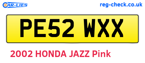 PE52WXX are the vehicle registration plates.