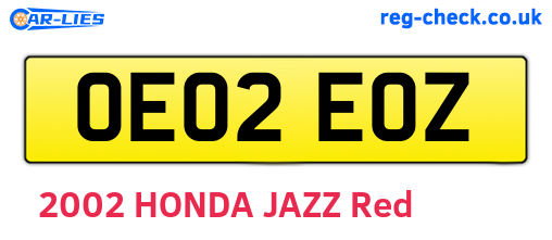 OE02EOZ are the vehicle registration plates.