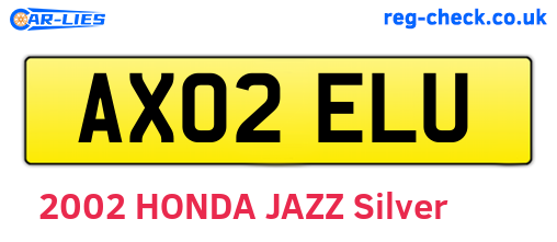 AX02ELU are the vehicle registration plates.