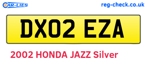 DX02EZA are the vehicle registration plates.
