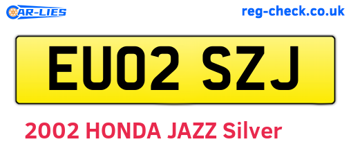 EU02SZJ are the vehicle registration plates.