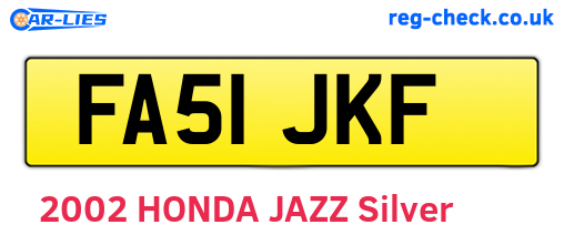 FA51JKF are the vehicle registration plates.