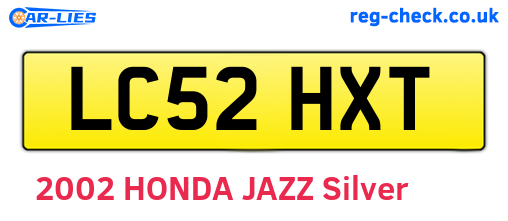 LC52HXT are the vehicle registration plates.